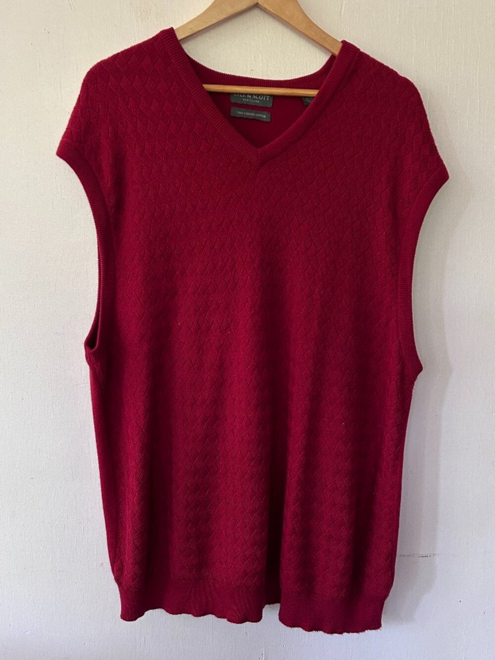 Lyle & Scott Scotland Sweater Vest Mens 2XL Red Combed Cotton Preppy Academia